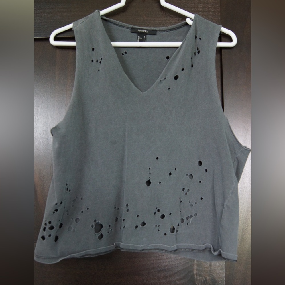 Forever 21 Gray Crop Cut Out Tank Top